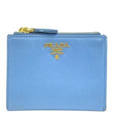 PRADA プラダ サフィアーノレザー 二つ折り財布 ブルー 青 ゴールド