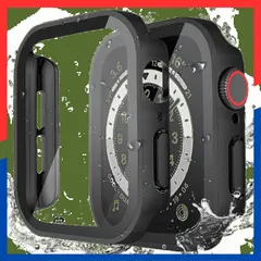 【特価商品】高耐久 装着簡単 全面保護 カバー Watch Watch Apple Apple 耐衝撃 対応 対応 高透過率 PC+ガラス素材 超薄型 3D直角エッジ 新デザイン 一体型 ブラック 防水 ケース ケース アップルウォッチ用 46mm 10/9/