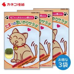 ネコ草 猫草 種 ３袋セット 簡単 すぐ育つ 無農薬 薬剤処理なし 安全 エンバク たまへの思いやりサラダ 犬 カネコ種苗