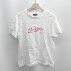 ◇ ⊂ Φ SHIPS シップス ロゴプリント 半袖 Tシャツ サイズS ホワイト系 レディース E  【1410100036318】