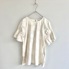 美品 エムフィル M.fil カットジャガード リーフ柄 ブラウス 日本製 