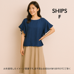 AB0257 【訳あり】【送料無料】SHIPS シップス　リネンフリルブラウス　レディース　フリーサイズ　春　夏