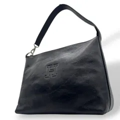 極美品 ヒロフ トートバッグ ワンショルダー シボ革 Hロゴ シルバー A4 HIROFU / ヒロフ 牛革 シボ革 シュリンクレザー 肩掛け ワン