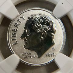【値下げしました・残り１枚】NGC社最高鑑定★2018年米10セント リバースプルーフ銀貨★ルーズベルト大統領★PF70UC Early Releases