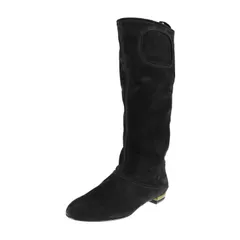 Salvatore Ferragamo サルヴァトーレ フェラガモ ロングブーツ ブーツ 455224 スウェード ブラック  参考22.5cm ロゴ スエード 【本物保証】