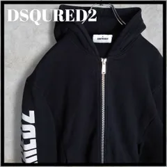 DSQUARED2 ディースクエアード イタリア製 サイド ロゴプリント ジップアップ パーカー フーディ ブラック