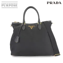 新品同様 プラダ PRADA 2way トート ショルダー バッグ ナイロン サフィアーノレザー ブラック 1BC060 ゴールド 金具 90285027