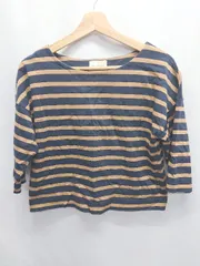 ◇ ⊂ UNITED ARROWS ボーダー 七分袖 Tシャツ カットソー 表記なし ネイビー系 ブラウン レディース E  【1411070012036】