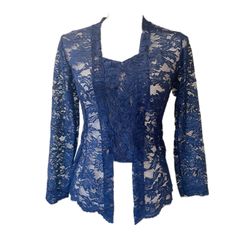 Kebaya 長袖ストレッチ クバヤ ネイビー レーストップス インドネシア 民族衣装