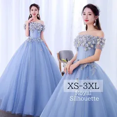 ナイトドレス パーティードレス ブルー 青 オフショルダー ドレス 謝恩会 結婚式 大きいサイズ XS S M L XL LL 2XL XXL 3XL XXXL 紐タイプ 発表会 パーティー ロング丈 プリンセス 披露宴 フェミニン 姫系