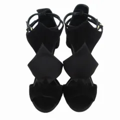 美品 sergio rossi セルジオロッシ サテン スエード サンダル ハイヒール ブラック サイズ21cm レディース 【中古】