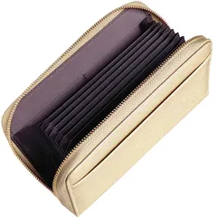 【新着商品】[K・LORD] 通帳ケース 磁気防止 RFID 大容量 レディース レザー 通帳入れ 母子手帳ケース スキミング防止 ラウンドファスナー パスポートカードケース (Gold)