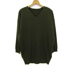 イング ニットワンピース 長袖 Vネック チュニック トップス レディース Mサイズ カーキ INGNI 【中古】