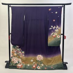 中振袖 振袖 正絹 中古品 紫 紫色 4S308 HACX810000