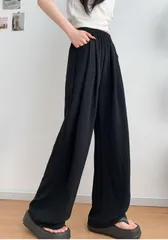 ワイドパンツ　レディース　ロング　ズボン　ガウチョ　着痩せ　爽やか　ゆったり　カジュアル　夏　通勤　脚長　体型カバー　ボトムス　おしゃれ　動きやすい　大人　ハイウエスト