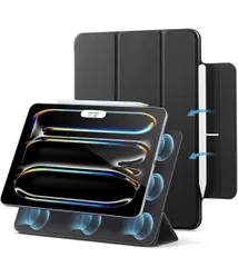 ★ESR iPad Pro 11インチ ケース M4 (2024、第5世代)専用 強力マグネット吸着式 スリムな三つ折りスタンドケース Pencil Pro/USB-C完全対応 耐久性保護 Reboundシリーズ ブラック