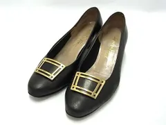 Salvatore Ferragamo フェラガモ レザー ヒール パンプス 表記サイズ5 1/2(約23.0cm) 靴 シューズ レディース 靴 ブラック系 DF7525