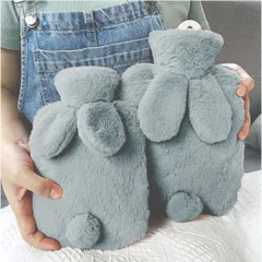 ☆ グレー ☆ 湯たんぽ1000ml ☆ 湯たんぽ naytp1300 湯たんぽ シリコン ゆたんぽ 湯タンポ カバー付き かわいい 可愛い ボトル 防寒グッズ 寒さ対策 冬 柔らかい ソフト うさぎ ウサギ 就寝 寝る時 お腹温め 手 足元温め