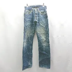 ◇ Θ DENIME 初期ドゥーニム 日本製 ダメージ加工 ストレートジーンズ サイズ28 インディゴブルー レディース メンズ E  【1502180038945】