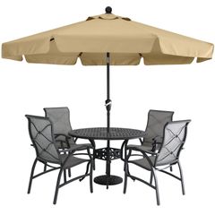 マスターキャノピー（MASTERCANOPY） スカラップ付きガーデンパラソル 直径230cm / 270cm ×高さ203cm / 240cm 角度調節可能 ハンドル回転式 日よけ 撥水 庭 アウトドア (270cmカーキ)