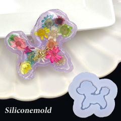 シリコンモールド プードル 犬 いぬ イヌ シャカシャカ キッズ シリコン型 レジン型 UVレジン レジンクラフト 1個 mold-419 GreenRoseYumi