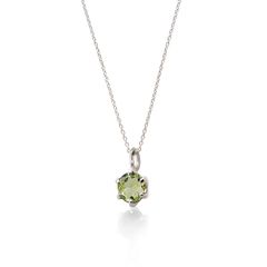 【在庫1点あり】8月 誕生石 ペリドット 一粒 プチ ペンダント K10 ホワイト ゴールド キラキラ ネックレス 美輪宝石