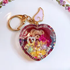【訳あり】ハート　シェイカー　くま　キーホルダー　レジン