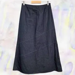 COMME CA ISM　コムサイズム　スカート　ネイビー　レディース　ロング　フレア　斜め切り替え　シンプル　通勤　オフィス