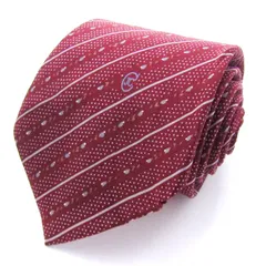 カステルバジャック ブランド ネクタイ ロゴ ストライプ柄 シルク 日本製 PO  メンズ ワインレッド JC de CASTELBAJAC 【中古】