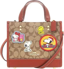 [コーチ] バッグ ショルダーバッグ CE851 カーキ×レッドウッドマルチ ピーナッツ コラボ スヌーピー パッチ シグネチャー デンプシー トート レディース アウトレット