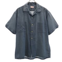 数回着美品 BONCOURA ボンクラ チェック インディゴ切替 半袖シャツ40