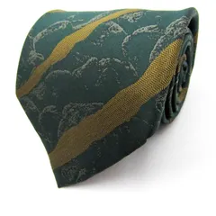 ピエールカルダン ブランド ネクタイ ストライプ柄 パネル柄 シルク メンズ カーキ Pierre Cardin 【中古】