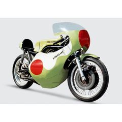 絵画風 壁紙ポスター (はがせるシール式) カワサキ 500-SS H1レーサー マッハ3 1969年 伝説のレーサー キャラクロ K5SS-009A2 (A2版 594mm×420mm) ＜日本製＞ ウォールステッカー お風呂ポスター