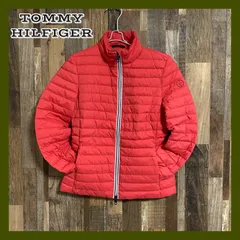 【美品】レディース トミーヒルフィガー ダウンジャケット ピンク ロゴ ジップアップ アウター アウトドア 古着 長袖 カジュアル