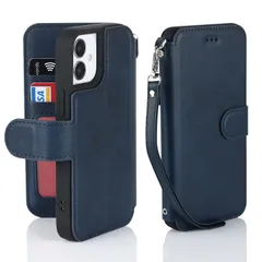 5.4インチ対応）-ブルー mini/いphone12mini/アイフォン12ミニ /あいふぉん12 レンズ保護（アイホン12ミニ 耐衝撃 ストラップ 手帳型 軽薄 米軍MIL規格 12mini iphone スマホケース ケース iPhone12ミニ iPh