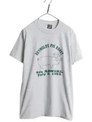 【お得なクーポン配布中!】 90s USA製 ブタ ジョーク イラスト プリント Tシャツ メンズ L 古着 オールド グラフィック アニマル シングルステッチ カットソー グレー