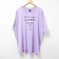 XL/古着 半袖 ビンテージ Tシャツ メンズ 90s グランパ 大きいサイズ クルーネック 薄紫 パープル 25jul26 中古