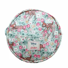 キャスキッドソン Cath Kidston × ディズニー コラボ ショルダーバッグ ポシェット 丸型 バンビ 総柄 PVC 緑 グリーン系 /HO△ 0312