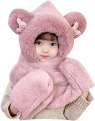 子供用 マフラー ネックウォーマー 帽子 手袋 一体 恐竜 くま 防寒 キッズ 男の子 女の子 帽子付き マフラー付き 手袋付き