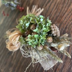 季節の贈り物　Autumnスワッグ　秋色紫陽花　ドライフラワー