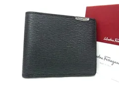 ■新品■未使用■ Salvatore Ferragamo フェラガモ レザー 二つ折り 財布 ウォレット メンズ ブラック系 FH4012のサムネイル