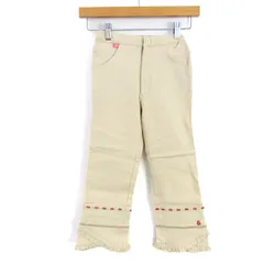 ファミリア ロングパンツ ストレッチ ボトムス キッズ 女の子用 120サイズ ベージュ×ピンク f dash