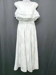 ◇ ⊂ rienda リエンダ 花柄 オフショルダー ロング ワンピース サイズF ホワイト グリーン系 レディース P  【1409090016868】