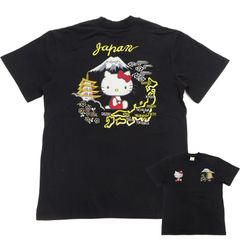 ハローキティ テンストライク 半袖Tシャツ キティちゃん 富士 五重塔 刺繍Tシャツ スカジャンデザイン HKST-001 新品 
