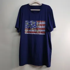 キース・ヘリング 星条旗 プリント 半袖 Tシャツ ネイビー 夏 29425