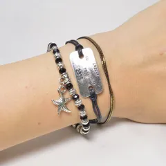 ブレスレット 3点セット レディース バングル 3本 セット きらきら プレート