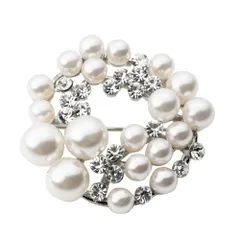 【A：シルバー×ワンサイズ】[Cream dot. クリームドット公式]  2タイプ ブローチ フォーマル 卒業式 卒園式 入学式 入園式 セレモニー ママスーツ パール キュービックジルコニア ビジュー クロス ピン 華やか 大人 上品  