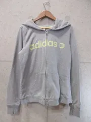 adidas neo アディダスネオ ジップアップ パーカー 長袖 パイル地 ロゴ プリント グレー JXOTサイズ