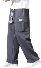 UVERONE スウェットパンツ メンズ カーゴパンツ ジャージ ワイドパンツ ズボン カジュアル トラックパンツ(ダークグレー,  XL)
