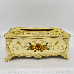 ヨーロッパ高級 ゴールド 薔薇 ティッシュボックスケース ロココ調 猫足 北欧  アンティーク 黄金 イエロー おしゃれ かわいい ティッシュ箱  ティッシュボックス 卸売 海外 インテリア 雑貨 姫系 ラグジュアリー am ya